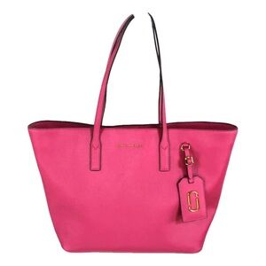 Marc Jacobs Saffiano Leather Pink Gold Logo Tote Bag